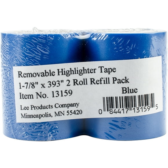 6 Tape Rolls Lee Products LEE13978BN Removable Highlighter Tape 